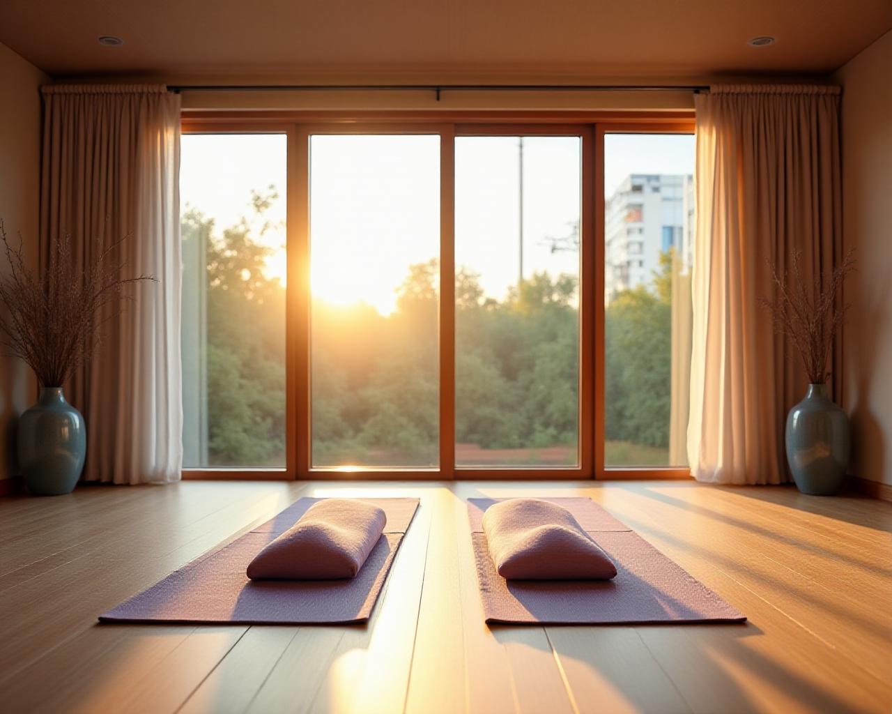 静かなヨガスタジオの風景